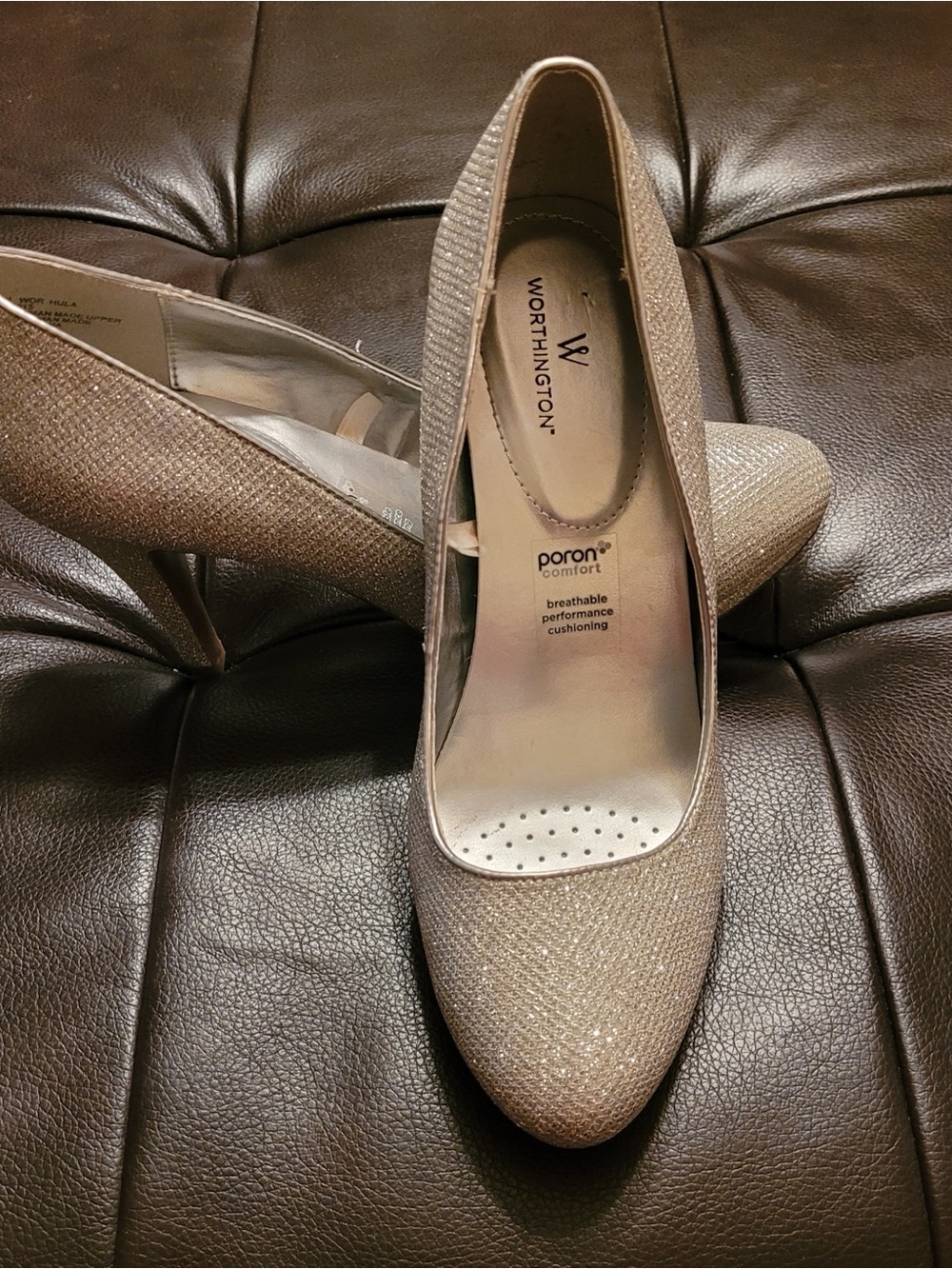 Worthington Glittered Champagne heels